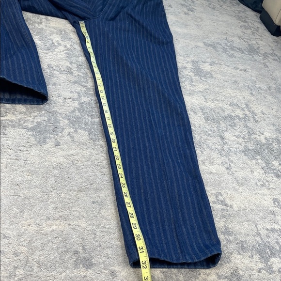 Vintage Sears High Rise Stripe Straight Leg Jeans Rigid Denim Dark Wash - Picture 11 of 13